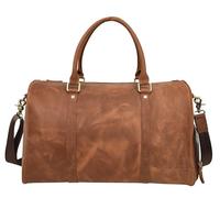 Men's Real Leather Holdall Weekend Duffel Bag with Shoulder Strap Reeve (Tan)