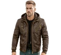 Men's Real Leather Jacket With Removable Hood | Bomber Genuine Sheep Leather Coat