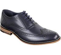Mens Real Leather Laced Gatsby Brouges Smart Designer Retro Vintage Shoes - Navy, 10UK/ 44EU/ 11US