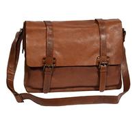 Mens Real Leather Satchel Bag SOFT Brown Antique Double Buckle Casual Messenger Bag - Lewis