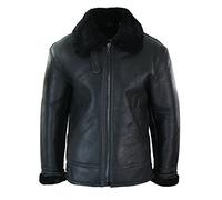 Mens Real Leather Sherling Sheepskin Original B3 Flying Pilot Jacket Warm Winter Black