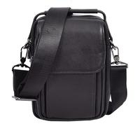 Mens Real Leather Small Multi Pockets Cross Body Organiser Pouch Peter Black