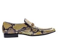 Mens Real Leather Snakeskin Effect Gold Buckle Funky Smart Party Shiny Shoes[139-127,7 UK,Yellow]