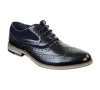 Mens Real Leather & Suede Laced Gatsby Brouges Smart Casual Designer Retro Shoes Black-Navy 11