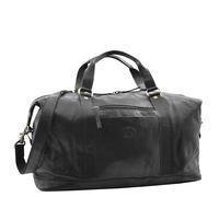 Mens Real Leather Travel Holdall Large Size Weekend Duffle Bag Texas (Black)