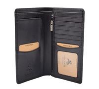 Mens Real Leather Vertical Bifold Breast Wallet Passport Documents Organiser HOL120 (Black)
