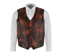 Men's Real Leather Waistcoat Orange Rust Party Fashion Stylish Leather Vest 5226 (2Xl)