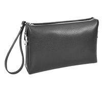 Mens Real Leather Wrist Bag Lockable Clutch Organiser Travel Pouch Thames Black