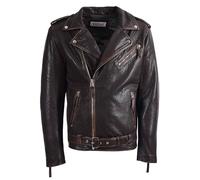 Mens Real New Zealand Leather Biker Style Jacket Zip Brando NELSON (UK, Alpha, S, Regular, Regular)