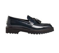 Mens Real Patent Leather Tassel Loafers Lug Sole Classic Retro 80s Mod Handmade Shoes [MA202-Y20-BLUE-41EU, 7UK]