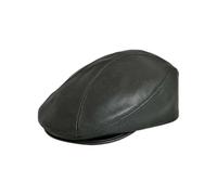 Mens Real Peaky Leather Flat Cap Newsboy Cabbie Gatsby Golf Cap Driver (UK, Alpha, XL, Black)