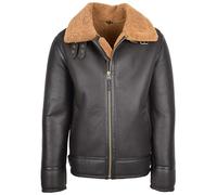 Men's Real Sheepskin Flying Jacket Classic B3 Aviator Bomber Leather Pilots Coat Wright