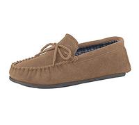 Mens Real Suede Leather Moccasins with Hard Wearing PVC Sole UK Sizes 6,7,8,9,10,11,12,13,14,15, (10 UK, Taupe)