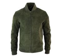 Mens Real Suede Leather Varsity Bomber College Jacket Classic Retro Vintage