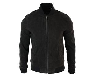 Mens Real Suede Leather Varsity Bomber College Jacket Classic Retro Vintage