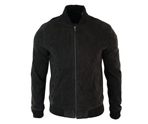 Mens Real Suede Leather Varsity Bomber College Jacket Classic Retro Vintage Camel Black Wine