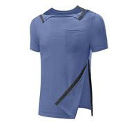 Mens Recovery Shirt Post Shoulder Recovery Full Tear Long Sleeve Chemo Port Access Top Blue XL