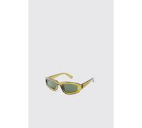 Men's Rectangle Sunglasses | Olive | BOOHOOMAN