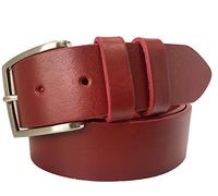 MENS RED 100% ITALIAN FULL GRAIN SINGLE SKIN HIDE LEATHER BELT 40MM (MEDIUM 32-35 INCHES)