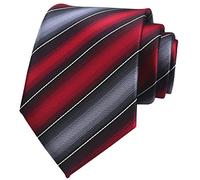 Mens Red and Grey Silk Necktie Striped Formal Business Wedding Luxury Working Youth Jacquard Ties