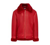 Mens Red B3 RAF Flying Shearling Sheepskin Leather Aviator Bomber Flying Jacket
