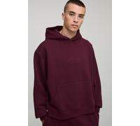 Mens Red Basic BM Signature Oversized Boxy Hoodie, Red XL