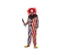 Mens Red & Blue Creepy Clown Fancy Dress Costume (Large)