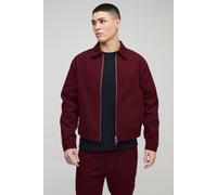 Mens Red Boxy Distressed Leopard Denim Harrington, Red S