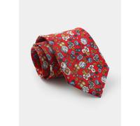 Men's Red Floral Print Silk Tie - Savile Row Company