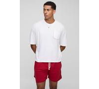 Mens Red Oversized Boxy Blanket Stitch Rope Detail T-Shirt & Short Set, Red S