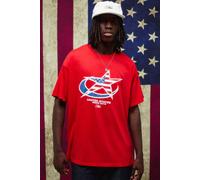 Mens Red Oversized Man USA Flag Printed T-Shirt, Red M