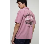 Mens Red Oversized Western Print Check Shirt, Red XL