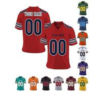 Mens Red Sports T-Shirt Custom American Football Jersey Personalised or Blank Quick Drying Breathable Short Sleeve for Women Kids, S~7XL