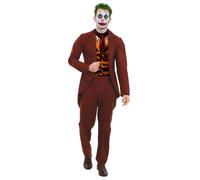 Mens Red Suit The Joker Movie Style Trickster Fancy Dress Costume