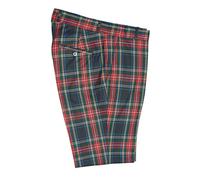 Mens Red Tartan Tweed Check Golf Sta Press Trousers Slim Fit 60s 70s Mod Retro Pants (Black Stewart Red Tartan, 38W)