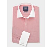 Men's Red White Stripe Cotton Poplin Classic Fit Winchester Formal Shirt - Double Cuff - Size: 17" x Extra Long - 37.5" - Savile Row Company