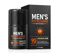 Mens Refreshing Sunscreen Lotion SPF 90+ - Broad Spectrum UVA & UVB Protection for Face & Body - Lightweight Cooling Sun Cream for Men - Non-Greasy Daily SPF Moisturiser for Outdoor Sports & Travel