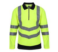 Mens Regatta Professional Long Sleeve Hi Vis Polo Shirt Safety Security Uniform
