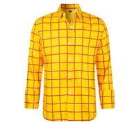 Men's Regular Business Cardigan Slim Fit Long Sleeved Plaid Shirt Long Sleeve Shirts for Men Fall Yellow