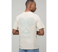 Men's Regular Coca Cola Tennis License Print T-Shirt | Ecru | Size X-Small | BOOHOOMAN