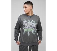 Men's Regular Fit Bane License Print Sweatshirt | Charcoal | Size X-Small | BOOHOOMAN