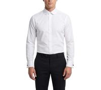 Men's Regular Fit Club/Penny Collar Double Cuff Dress Shirt (White) (Collar 20")