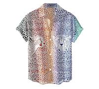 Men's Regular-Fit Hawaiian-Shirts Casual Funky Leopard-Flower-Print-Shirts for Club Rock Party Holiday Vacation Leisure Wear Summer Streetwear