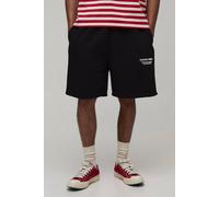 Men's Regular Fit High Build Printed Jersey Short | Black | Size 4X-Large | BOOHOOMAN