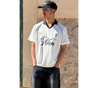 Men's Regular Fit Man Print Football Top | Ecru | Size Medium | BOOHOOMAN