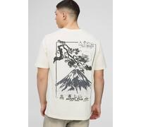 Men's Regular Fit Mountain Graphic T-Shirt | Ecru | Size Large | BOOHOOMAN