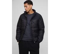 Men's Regular Fit Onion Quilted Panel Funnel Neck Jacket | Black | Size Large | BOOHOOMAN