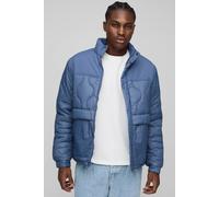 Men's Regular Fit Onion Quilted Panel Funnel Neck Jacket | Slate Blue | Size X-Large | BOOHOOMAN
