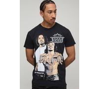 Men's Regular Fit OutKast Acid Wash License Printed T-Shirt | Washed Black | Size Medium | BOOHOOMAN