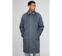 Men's Regular Fit Raglan Single Breasted Brushed Car Coat | Charcoal | Size Large | boohooMAN